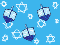 dreidel on stars background