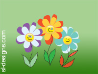 Smiley flowers on Green
