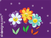 smiley flowers on purple